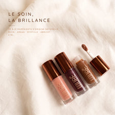 Huile à lèvres teintée : le soin, la brillance. 99 % d'ingrédients d'origine naturelle, ricin, argan, myrtille, abricot, 6 ml